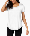 Jm Collection Petites Womens Knit Scoop Neck T-shirt In Bright White
