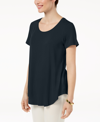 Jm Collection Women's Short Sleeve Scoop-neck T-shirt, Created For Macy's In Intrepid Blue