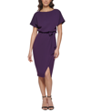 Kensie Blouson Wrap Dress In Eggplant