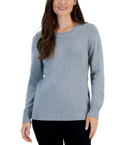 Karen Scott Women's Cotton Zigzag Sweater, Created For Macy's In Smoke Grey Heather