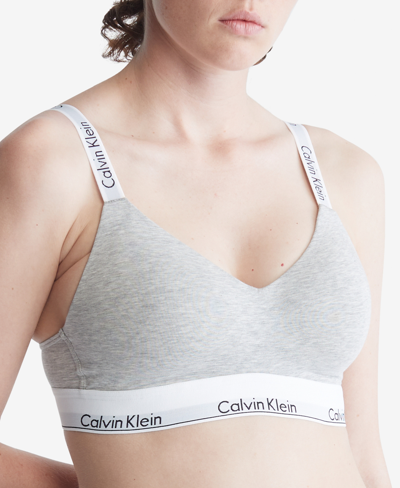 Calvin Klein Women's Modern Cotton Lightly Lined Bralette Qf7059 In Grey Heather