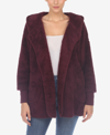 White Mark Women's Plush Hooded With Pockets Jacket In Purple
