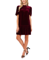 Cece Ruffle Detail Velvet Shift Dress In Majestic Wine