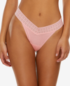 Hanky Panky Dream Lace Trim Modal Original Rise Thong In Pink Lemonade