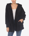 White Mark Plus Size Hooded Sherpa Jacket In Black