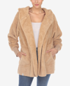 White Mark Women's Plush Hooded With Pockets Jacket In Camel