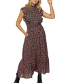 Lost + Wander Rose Garden Smocked Waist Maxi Dress In Black Pink Floral