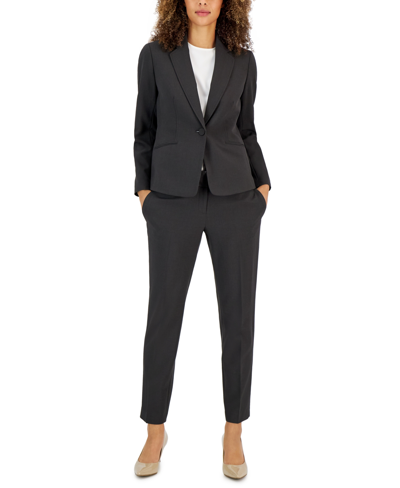 Le Suit Women's Crepe One-button Pantsuit, Regular & Petite Sizes In Smoke