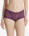 Hanky Panky Leopard Cross-dyed Lace Boyshort In Black/lavender