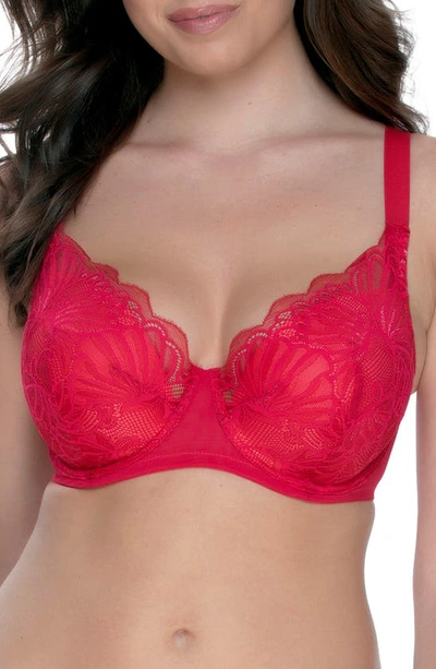 Felina Tempting Floral Lace Contour Bra In Tango Red