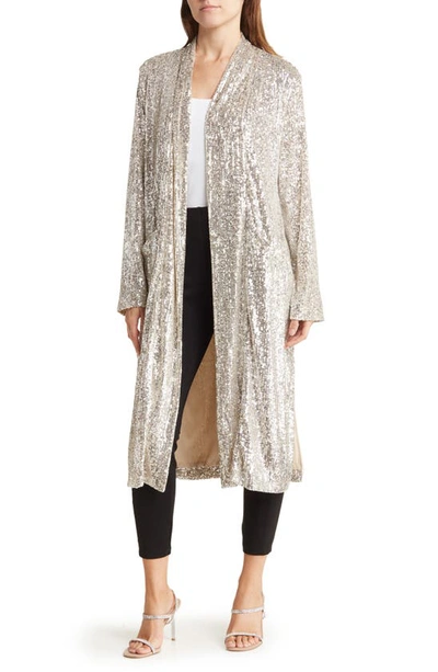 Steve Madden Glitterbomb Sequin Duster In Silver Sequin
