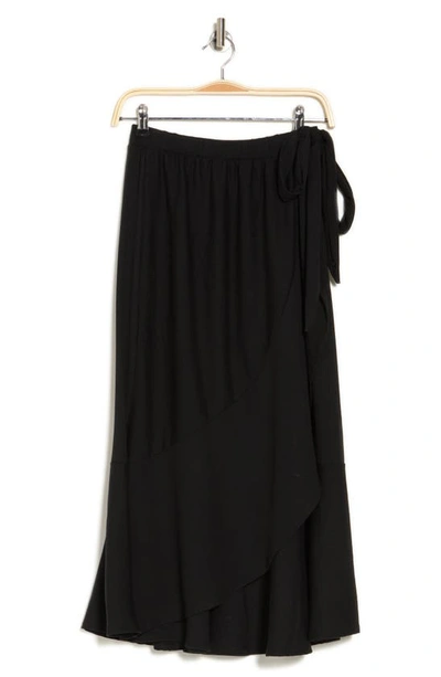 Go Couture Wrap Midi Skirt In Black