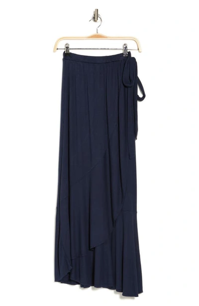 Go Couture Wrap Midi Skirt In Navy