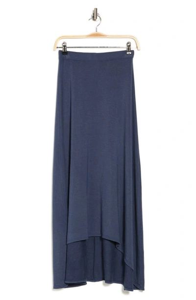 Go Couture Asymmetric Hi-low Skirt In Navy