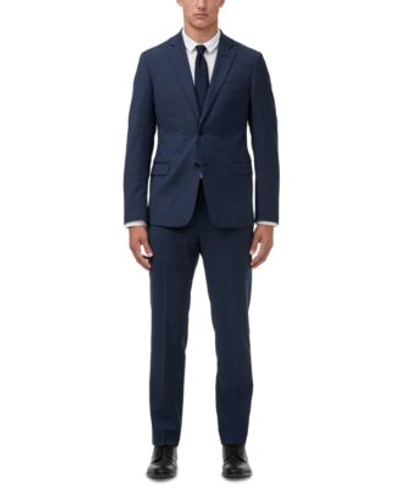 Ax Armani Exchange Armani Exchange Mens Slim Fit Navy Birdseye Suit Separates