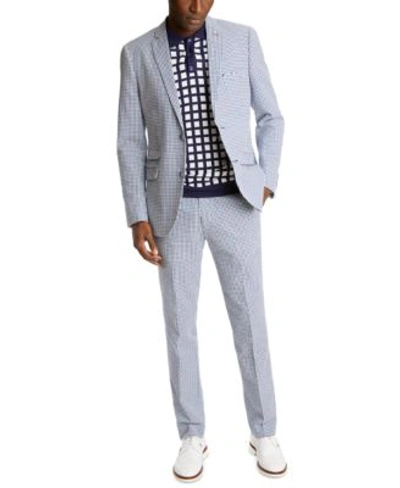 Paisley & Gray Paisley Gray Mens Slim Fit Navy White Gingham Check Suit Separates