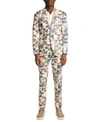 PAISLEY & GRAY PAISLEY GRAY MENS SLIM FIT OFF WHITE FLORAL PRINT SUIT SEPARATES