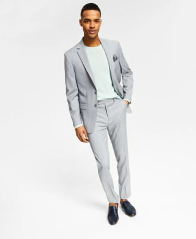 Bar Iii Mens Skinny Fit Sharkskin Suit Separates Created For Macys In Light Grey