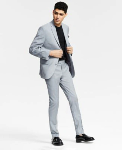 Bar Iii Mens Wool Slim Fit Sharkskin Suit Separates Created For Macys In Light Grey