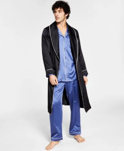 Inc International Concepts Mens Satin Robe Pajama Shirt Pants Created For Macys In Blue