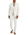 Tayion Collection Mens Classic Fit Solid Vested Suit Separates In White