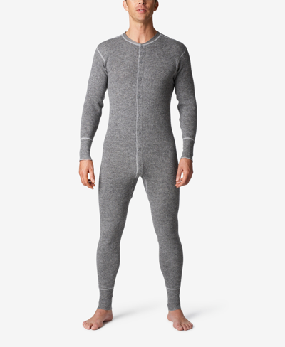 Stanfield's Men's Heavy Weight Rib Knit Wool Long Sleeve Onesie In Gray Mix