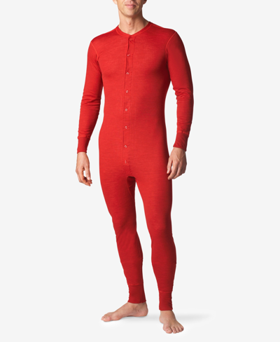 Stanfield's Men's 2 Layer Merino Wool Blend Onesie In Red