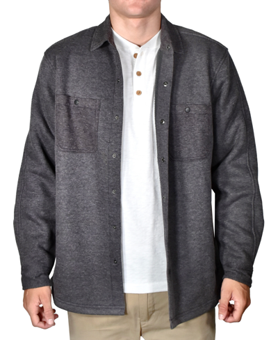 Vintage Men's Spread-collar Ribbed Fleece-lined Shirt-jacket In Charcoal Heather