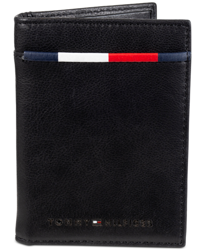 Tommy Hilfiger Men's Rfid Bifold Wallet With Magnetic Money Clip In Black