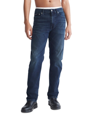 Calvin Klein Men's Standard Straight-fit Stretch Jeans In Boston Blue