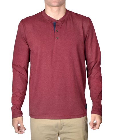 Vintage Men's Stretch Jersey 3-button Henley In Ox Blood Heather