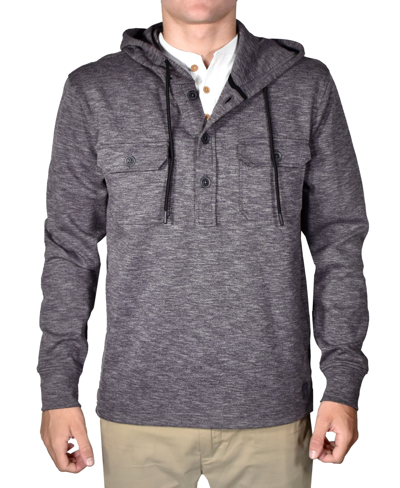 Vintage Men's Slub Knit Solid Drawstring Hoodie In Charcoal Heather