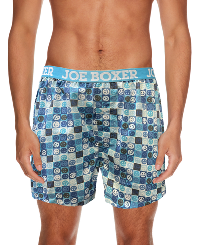 Joe Boxer Grid Lickies Striped Dotted Woven Boxers 3-pack In Navy