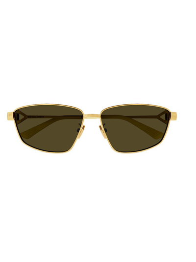 Bottega Veneta Eyewear Rectangular Frame Sunglasses In Gold