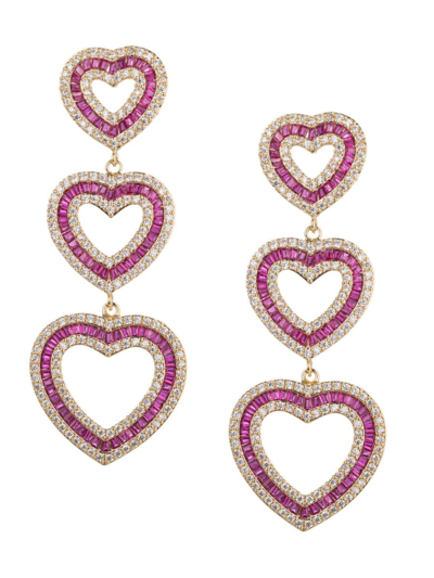 Eye Candy La Women's Cubic Zirconia Tier Heart Drop Earrings In Brass