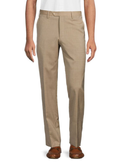 Santorelli Men's Wool Flat-front Modern Fit Dress Pants In Tan