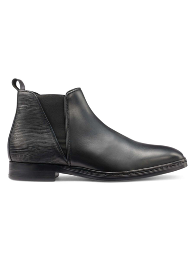 Karl Lagerfeld Lizard Embossed V-gore Chelsea Boot In Black