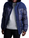 Karl Lagerfeld Tonal Colorblocked Puffer Jacket In Navy