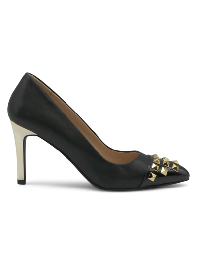 Adrienne Vittadini Women's Nena Studded Faux Leather Pumps In Black