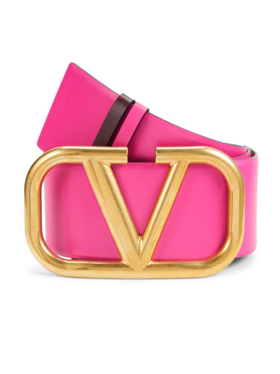 Versace Women's 2.5" Logo Leather Belt In Pink