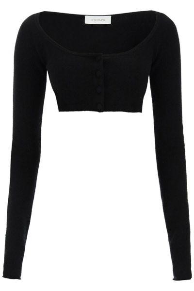 Sportmax Cashmere Blend Cropped Cardigan In Black