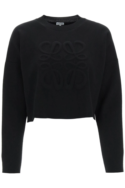 Loewe Black Anagram Cropped Wool Jumper