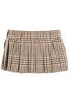 Miu Miu Pleated Tartan-wool Mini Skirt In Beige,brown