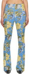 Acne Studios Flared Floral Pants In Blue