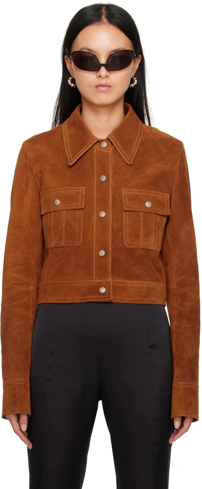 Acne Studios Logo-patch Cropped Jacket In Rust Orange