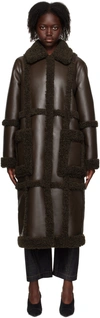 STAND STUDIO BROWN PATRICE FAUX-LEATHER COAT