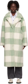 Stand Studio Check-pattern Single-breasted Teddy Coat In 50110 Mint/off White