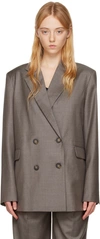 Loulou Studio Donau Wool Double-breasted Blazer In Brown Melange