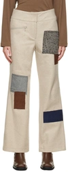 THEOPEN PRODUCT BEIGE PATCHWORK TROUSERS