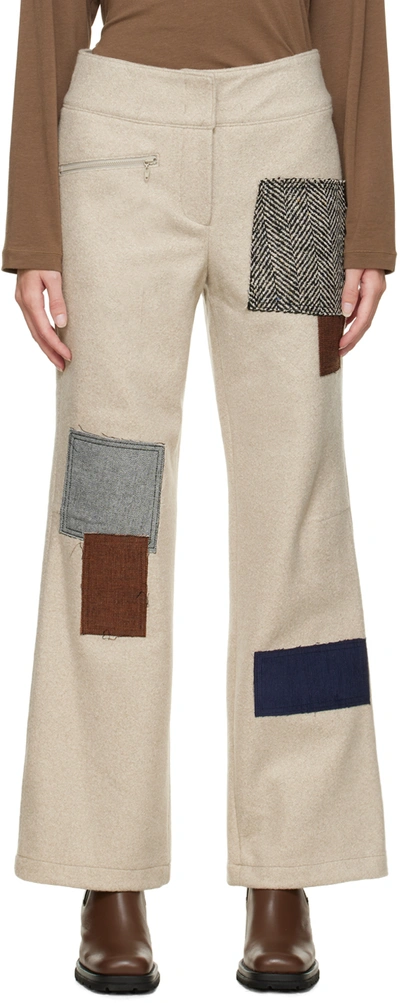 Theopen Product Beige Patchwork Trousers